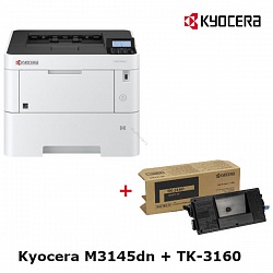 Комплект Принтер Kyocera ECOSYS P3145dn + Тонер Kyocera TK-3160 черный
