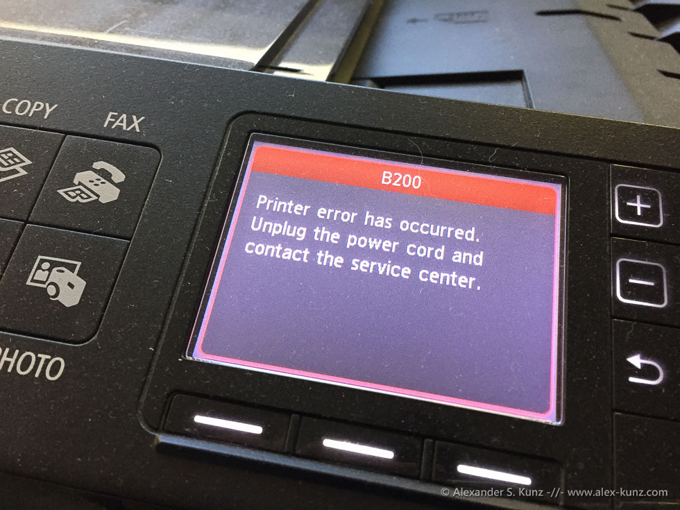 Код поддержки b203 произошла ошибка требуется ремонт принтера