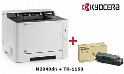 Комплект Принтер Kyocera ECOSYS P2040dw + Тонер Kyocera TK-1160 черный