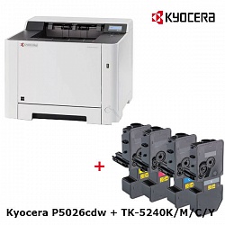 Комплект Принтер Kyocera ECOSYS P5026cdw + Тонер Kyocera TK-5240K/M/C/Y